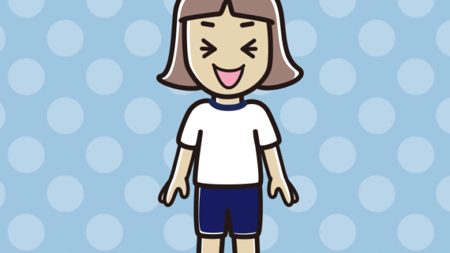 笑う体操着姿の小学生女子のイラスト【色、背景あり】PNG