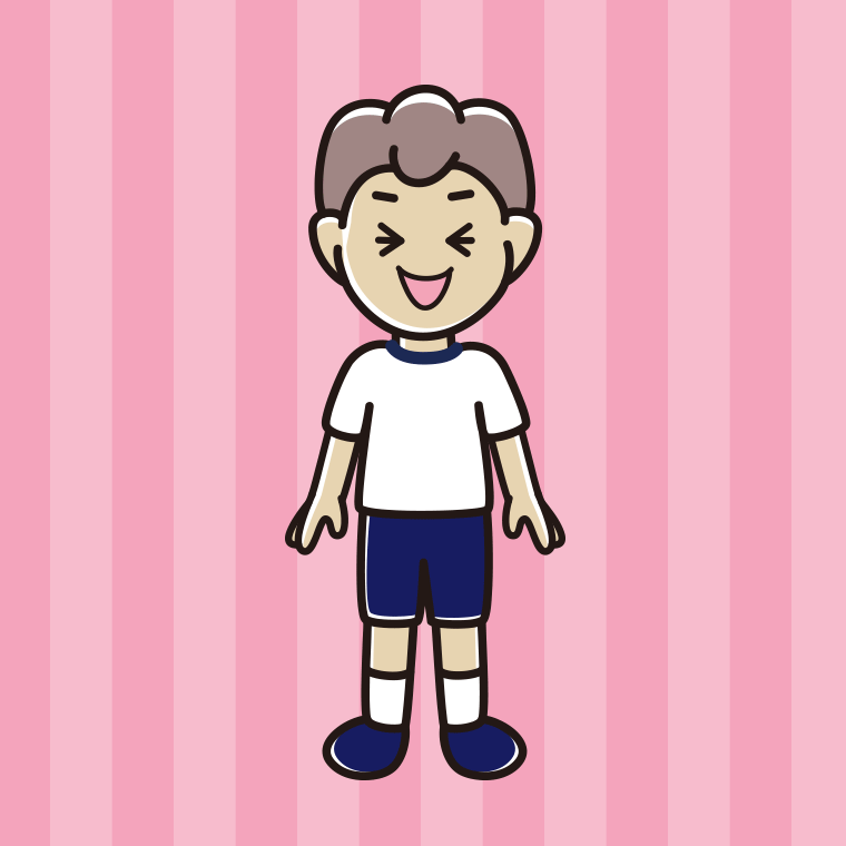 笑う体操着姿の男子中学生のイラスト【色、背景あり】PNG
