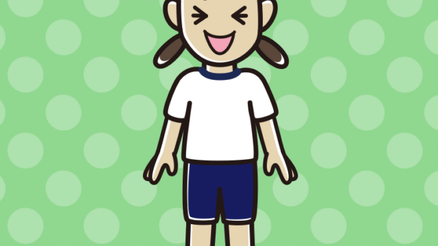 笑う体操着姿の女子中学生のイラスト【色、背景あり】PNG