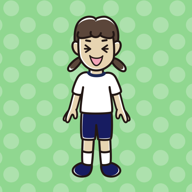 笑う体操着姿の女子中学生のイラスト【色、背景あり】PNG