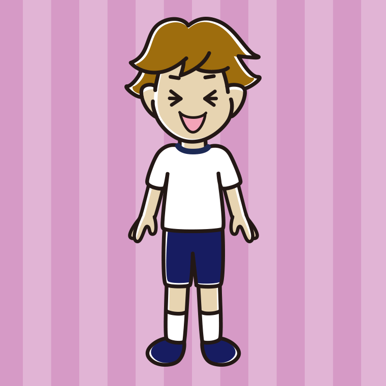 笑う体操着姿の男子高校生のイラスト【色、背景あり】PNG