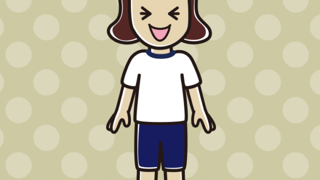 笑う体操着姿の女子高校生のイラスト【色、背景あり】PNG