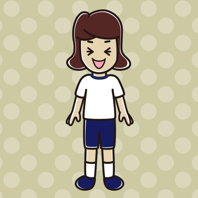 笑う体操着姿の女子高校生のイラスト【色、背景あり】PNG