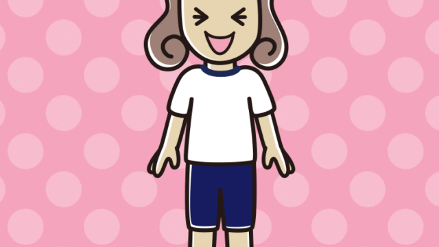 笑う体操着姿の女子大学生のイラスト【色、背景あり】PNG