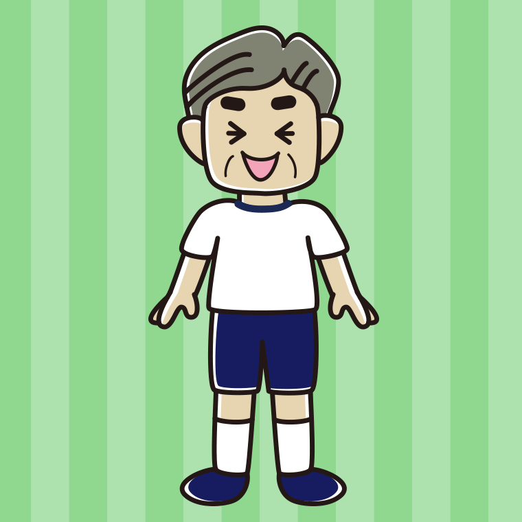 笑う体操着姿のおじさんのイラスト【色、背景あり】PNG