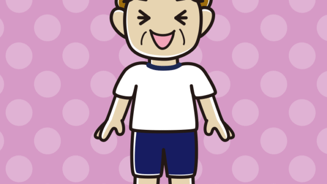 笑う体操着姿のおばさんのイラスト【色、背景あり】PNG