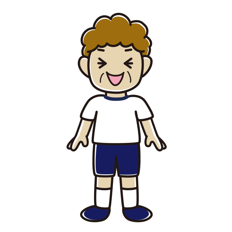 笑う体操着姿のおばさんのイラスト【色あり、背景なし】透過PNG