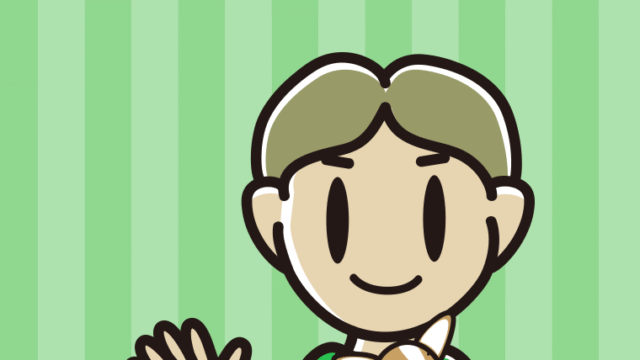 犬を抱いて手を振る小学生男子のイラスト【色、背景あり】PNG