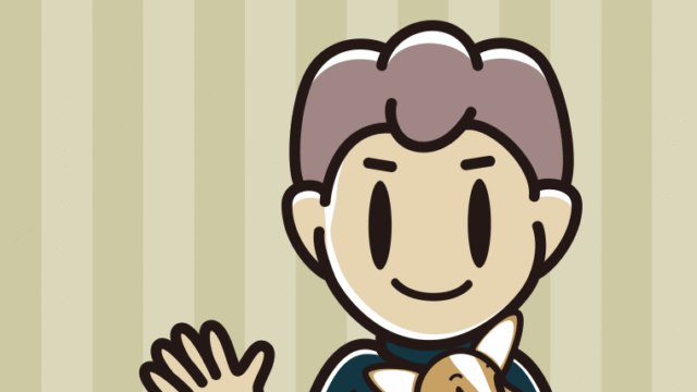 犬を抱いて手を振る男子中学生のイラスト【色、背景あり】PNG