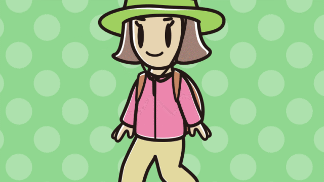 ハイキングをする小学生女子のイラスト【色、背景あり】PNG