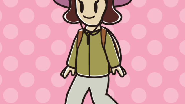 ハイキングをする女子高校生のイラスト【色、背景あり】PNG