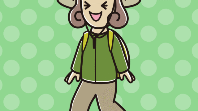 ハイキング中に笑う女子大学生のイラスト【色、背景あり】PNG