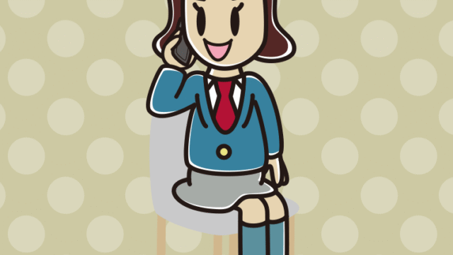 椅子でスマホで電話する女子高校生のイラスト【色、背景あり】PNG