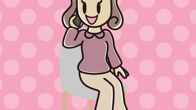 椅子でスマホで電話する女子大学生のイラスト【色、背景あり】PNG