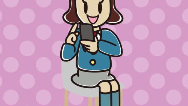 椅子でスマホを使う女子高校生のイラスト【色、背景あり】PNG