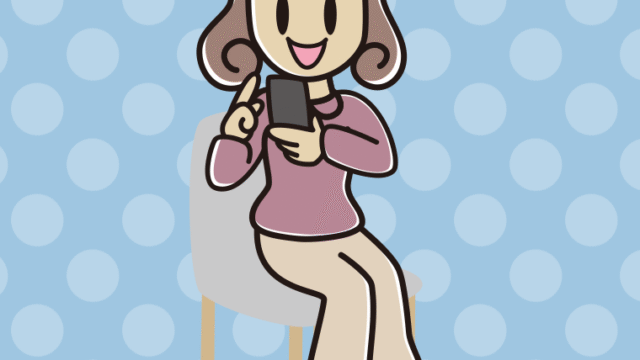 椅子でスマホを使う女子大学生のイラスト【色、背景あり】PNG