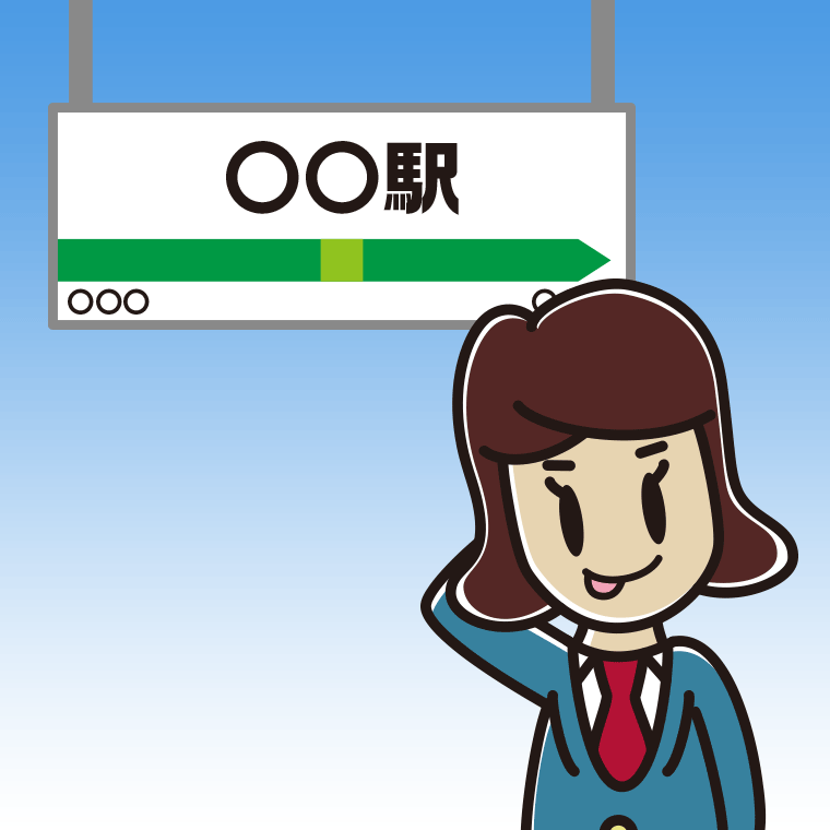 駅のホームでテヘヘな女子高校生のイラスト【色、背景あり】PNG