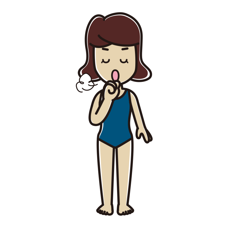 咳払いするスクール水着の女子高校生のイラスト【色あり、背景なし】透過PNG