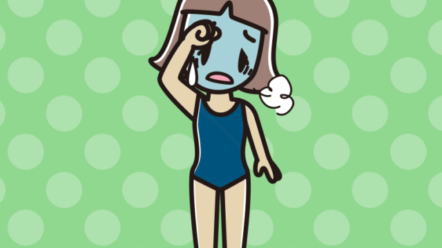 具合が悪いスクール水着の小学生女子のイラスト【色、背景あり】PNG