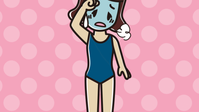 具合が悪いスクール水着の女子高校生のイラスト【色、背景あり】PNG