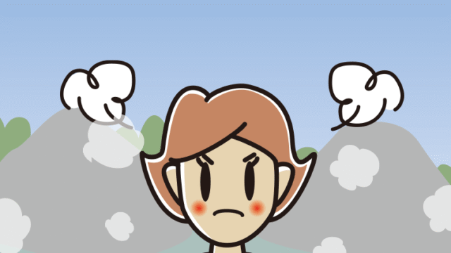 温泉で怒る女性のイラスト【色、背景あり】PNG