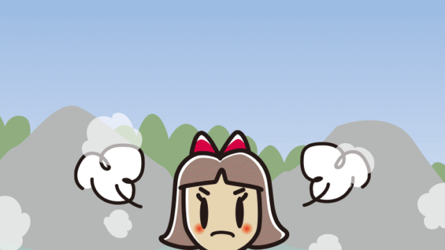 温泉で怒る小学生女子のイラスト【色、背景あり】PNG