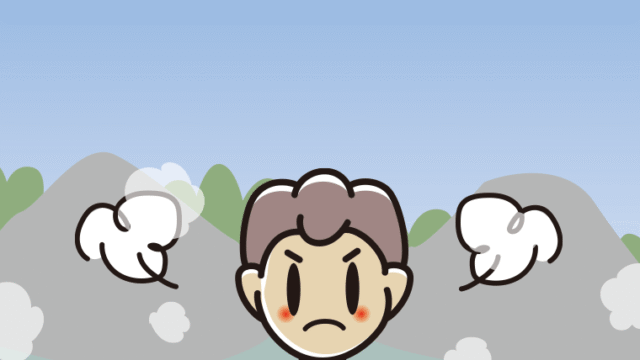 温泉で怒る男子中学生のイラスト【色、背景あり】PNG