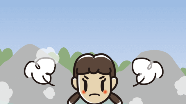 温泉で怒る女子中学生のイラスト【色、背景あり】PNG