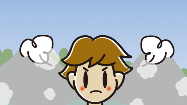 温泉で怒る男子高校生のイラスト【色、背景あり】PNG