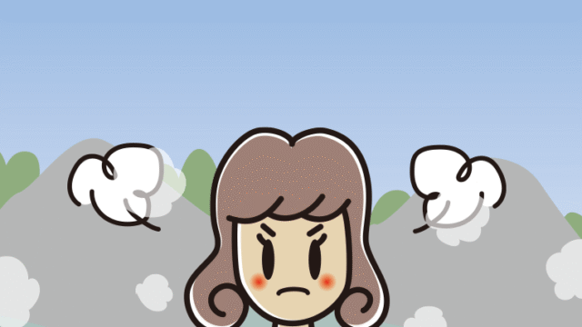 温泉で怒る女子大学生のイラスト【色、背景あり】PNG