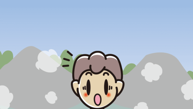 温泉で驚く男子中学生のイラスト【色、背景あり】PNG