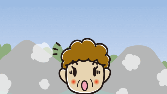 温泉で驚くおばさんのイラスト【色、背景あり】PNG