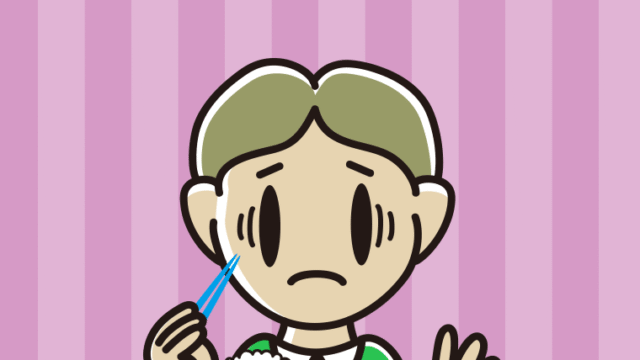 朝食（和食）で困る小学生男子のイラスト【色、背景あり】PNG