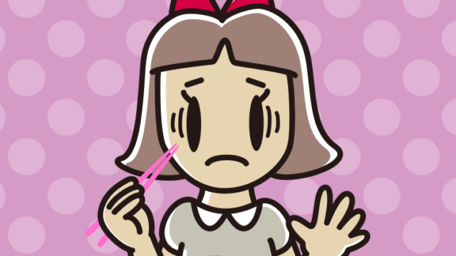 エビフライで困る小学生女子のイラスト【色、背景あり】PNG