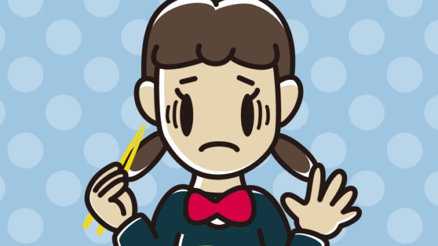 エビフライで困る女子中学生のイラスト【色、背景あり】PNG