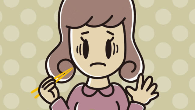 エビフライで困る女子大学生のイラスト【色、背景あり】PNG