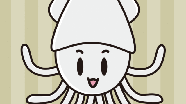 かわいいイカちゃんのイラスト【色、背景あり】PNG