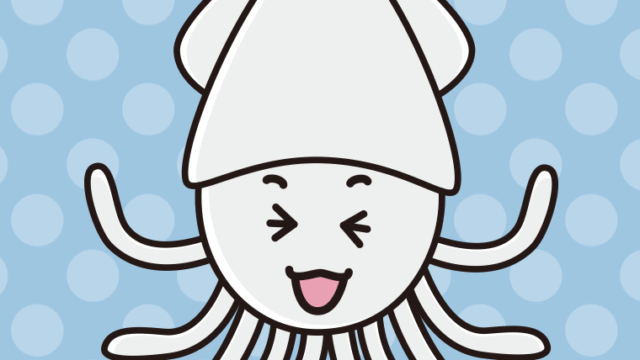 笑うイカちゃんのイラスト【色、背景あり】PNG