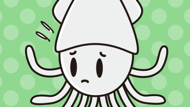 困るイカちゃんのイラスト【色、背景あり】PNG