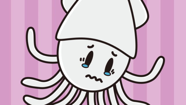 泣くイカちゃんのイラスト【色、背景あり】PNG