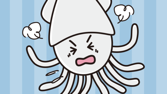カンカンに怒るイカちゃんのイラスト【色、背景あり】PNG