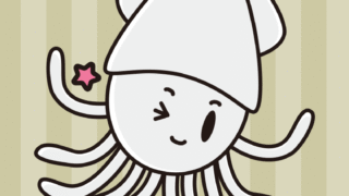 ウインクするイカちゃんのイラスト【色、背景あり】PNG