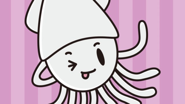 テヘペロなイカちゃんのイラスト【色、背景あり】PNG