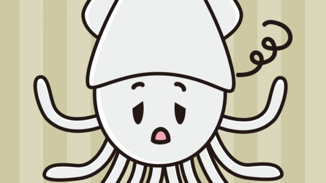 ぼーっとするイカちゃんのイラスト【色、背景あり】PNG