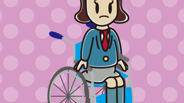 車椅子で困る女子高校生のイラスト【色、背景あり】PNG