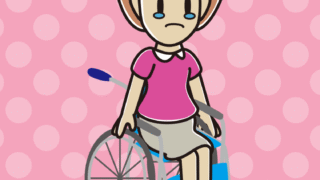 車椅子で泣く女性のイラスト【色、背景あり】PNG