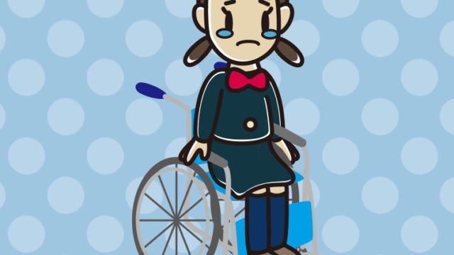 車椅子で泣く女子中学生のイラスト【色、背景あり】PNG