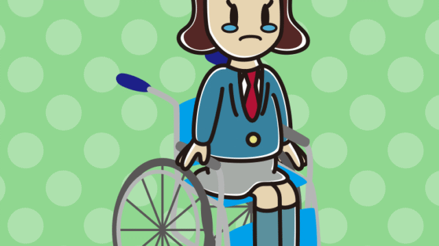 車椅子で泣く女子高校生のイラスト【色、背景あり】PNG