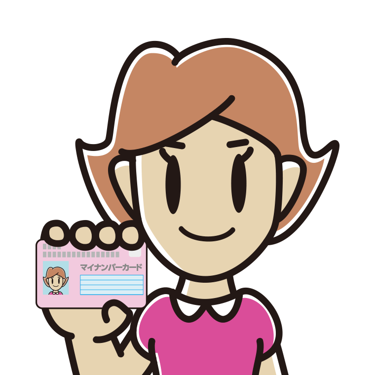 マイナンバーカードを持つ女性のイラスト【色あり、背景なし】透過PNG