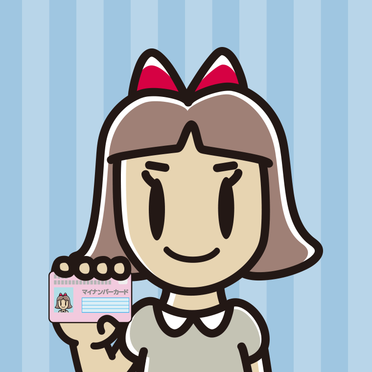 マイナンバーカードを持つ小学生女子のイラスト【色、背景あり】PNG